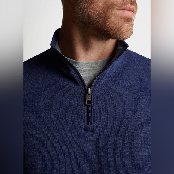 $158 NWT Peter Millar Crown Sweater Fleece Quarter Zip Small Navy Blue MF22K60 - Picture 3 of 9